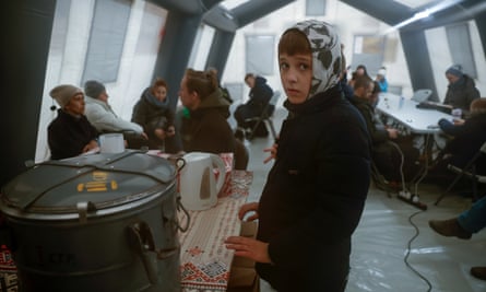A child in an invincibility shelter in Bucha