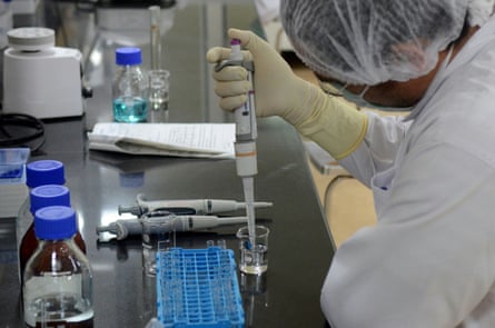 A research scientist works at India’s Serum Institute, the world’s largest maker of vaccines, last May.