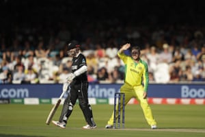 Aaron Finch shields his eyes from the sun.