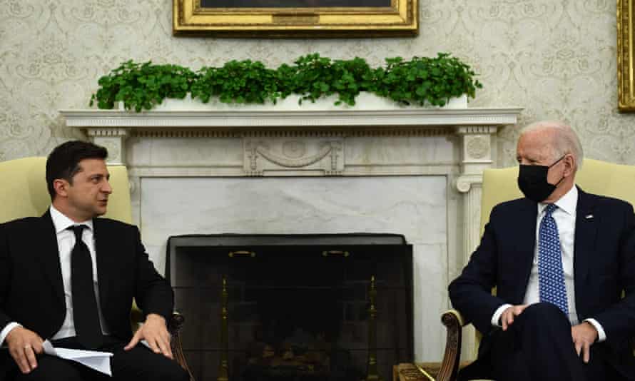 That was then: Last September, Joe Biden (R) met with Ukraine’s president Volodymyr Zelenskiy in the Oval Office.