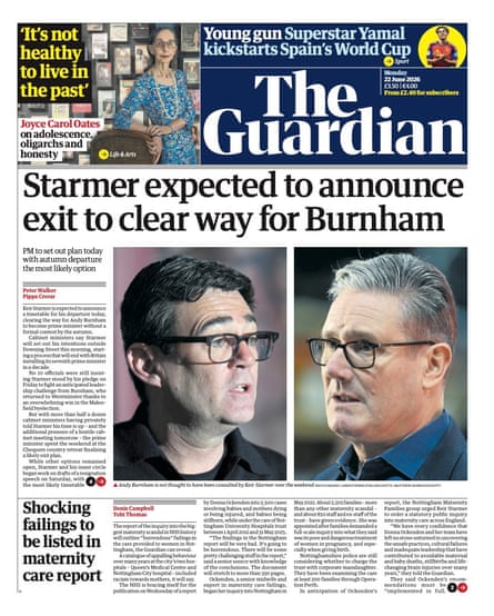 Front page of the Guardian 22 June 2026