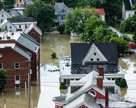Aerial view of flood houses