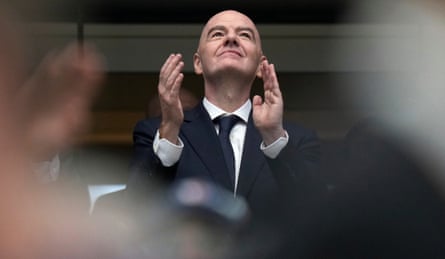 The Fifa president, Gianni Infantino, before the World Cup semi-final match between France and Spain.