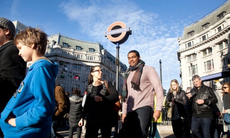 Oxford Street January sale shoppers, photographed outside the underground station on 28 December 2015, London
