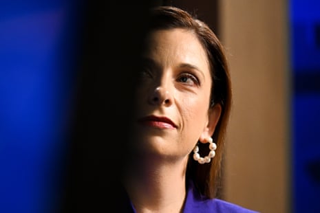 Anika Wells addresses the National Press Club in Canberra.