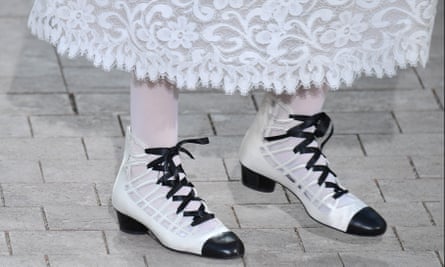 A quirky take on the classic Chanel two-tone shoe.