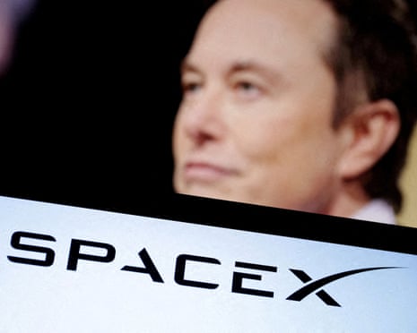 Illustration shows SpaceX's logo and Elon Musk