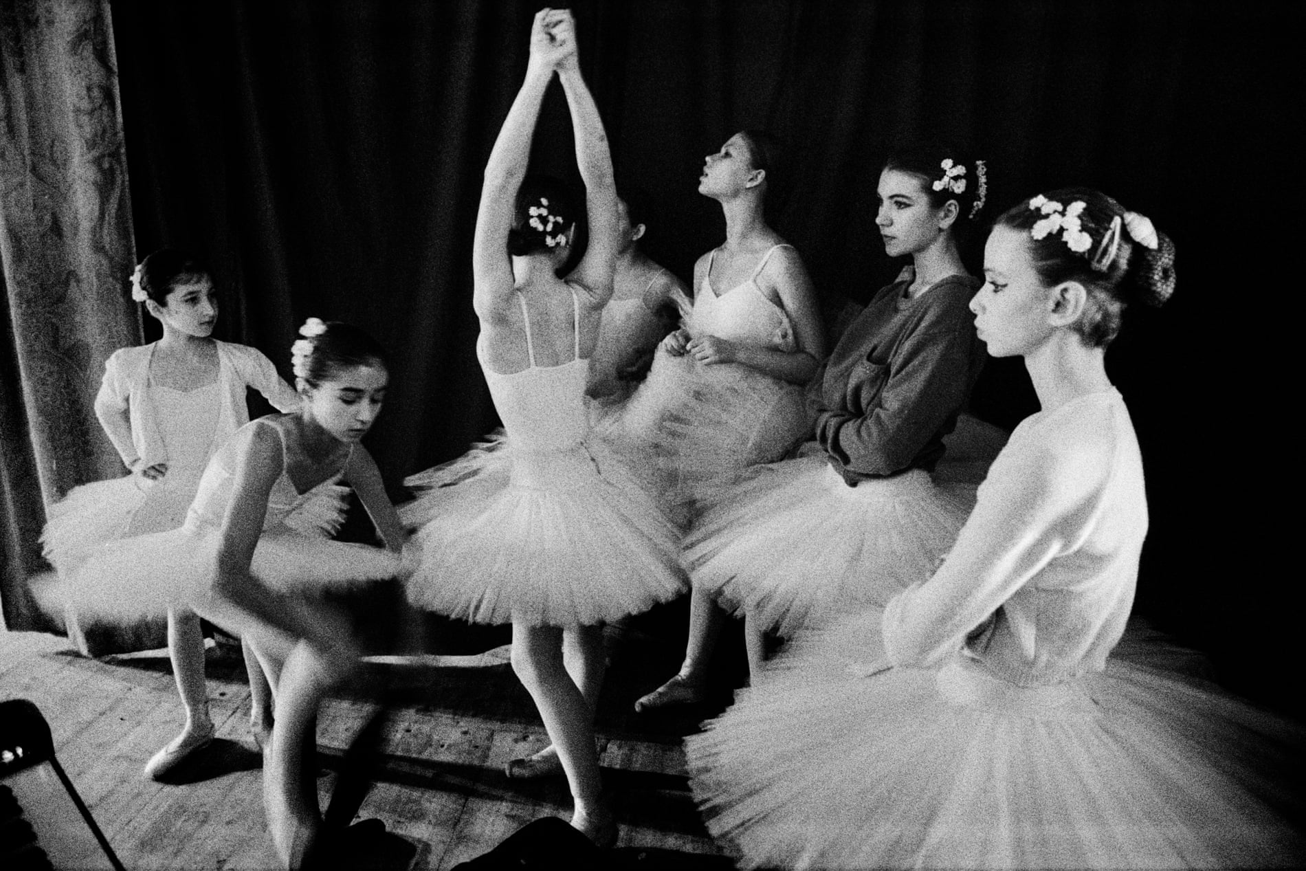 Russian ballerinas prepare backstage for a day of performances