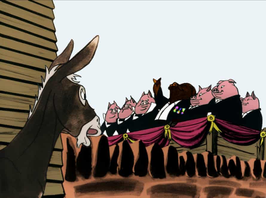 A still from the 1954 animation adaptation of George Orwell’s Animal Farm.