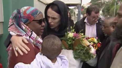Jacinda Ardern lays wreath and meets families of Christchurch shooting victims - video