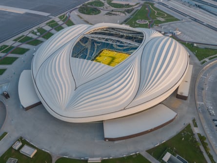 An aerial view of Al Janoub stadium