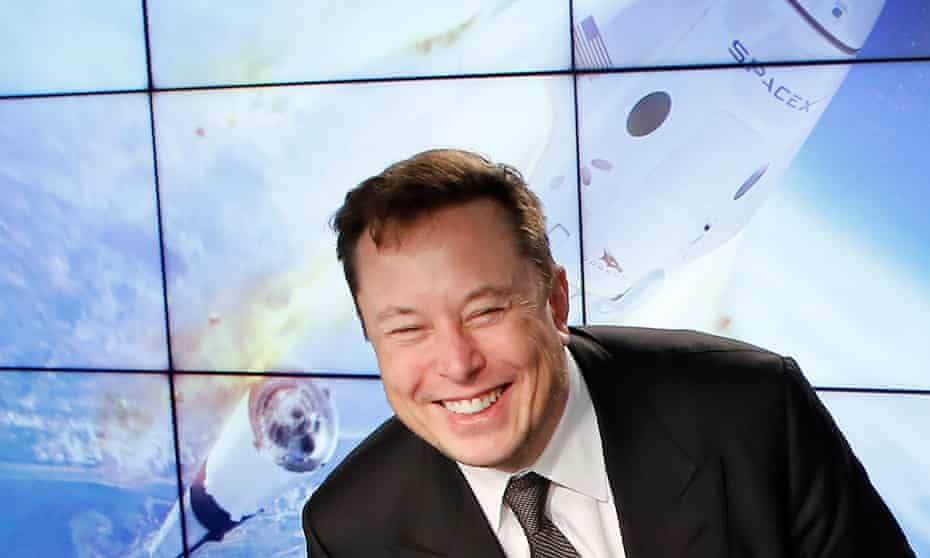 Elon Musk during a 2020 news conference for his company SpaceX.