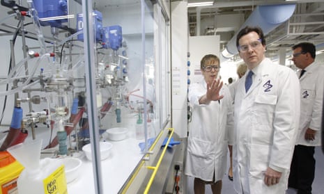 Look the other way, chancellor: George Osborne visiting a AstraZeneca site in Macclesfield last year.