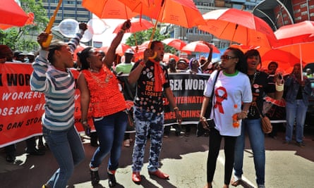 Members of the Kenya Sex Workers Alliance demonstrate in Nairobi.