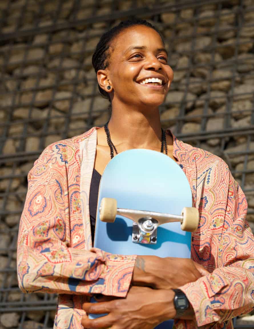 Marcia Mijnhijmer pauses for a portrait during a skate session in East London. She is part of the growing community of Melanin Skate Gals and Pals