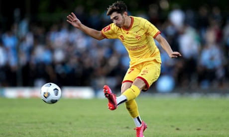 Josh Cavallo playing for Adelaide United.