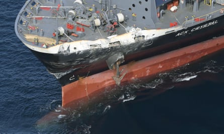 The damage of Philippine-registered container ship ACX Crystal.