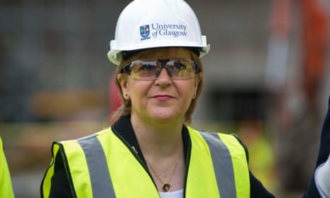 Nicola Sturgeon, visiting a construction site at Glasgow University