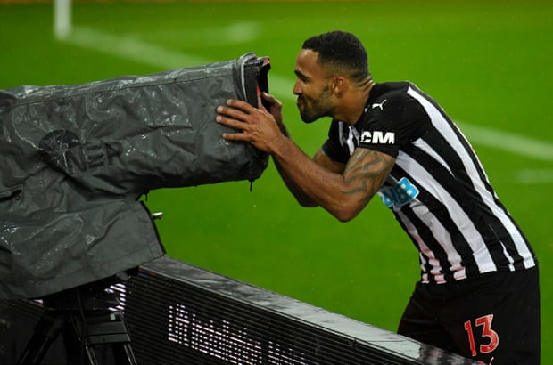 Newcastle United’s Callum Wilson celebrates scoring his side’s third goal of the game against Burnley at St James’ Park.