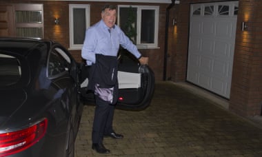 Sam Allardyce arrives back at his home in Bolton.