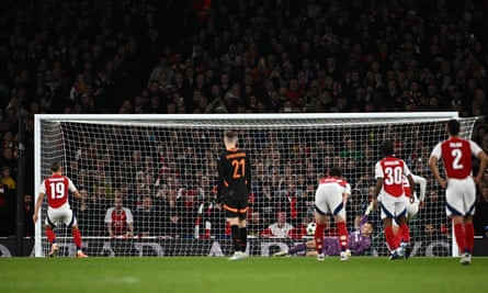 Shakhtar Donetsk’s Dmytro Riznyk saves a Leandro Trossard penalty.