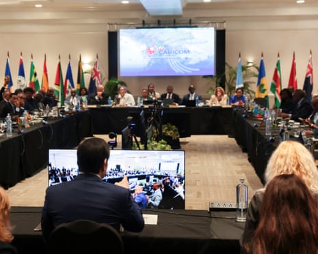 Marco Rubio attends a Caricom plenary session in Basseterre, Saint Kitts and Nevis.