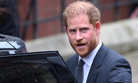 Prince Harry departing the high court in London.