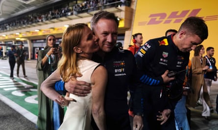 Christian Horner with his wife, Geri, at the circuit in Bahrain.