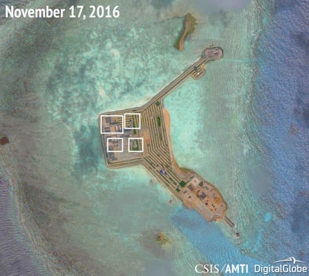Suspected weapons installations on Gaven Reefs.