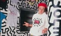 Keith Haring in a Radiant Baby sweatshirt at the opening of his Pop Shop in 1986.