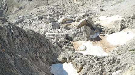 mountain slope and collapsed rocks