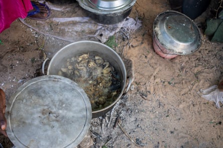 A meal being cooked in the Xidig IDP camp in Mogadishu.