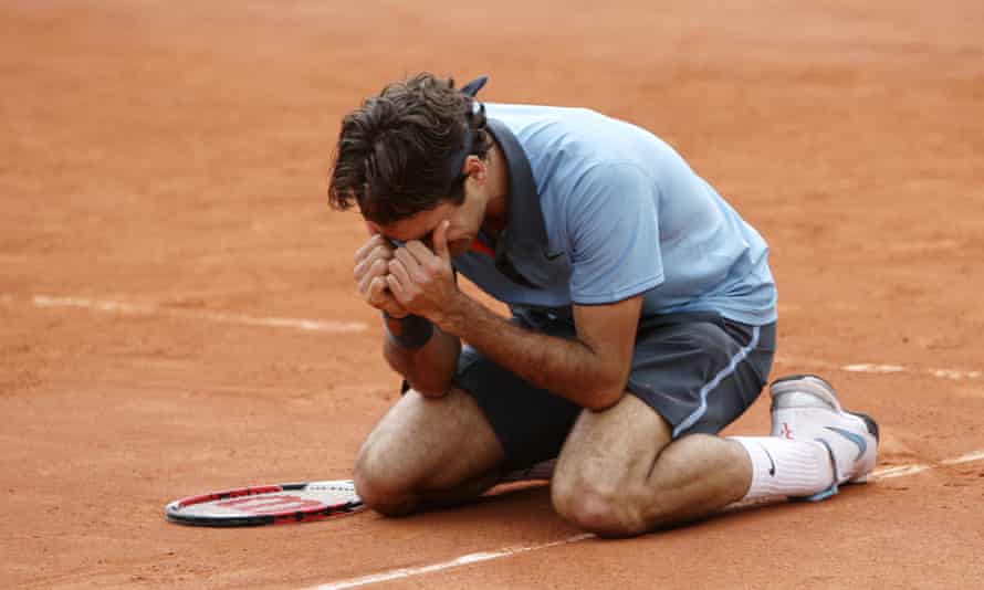 Roger Federer after winning the French Open in 2009.