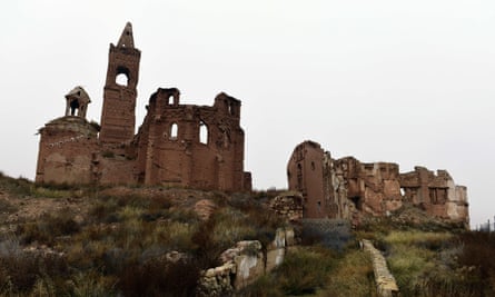The ruins of San Martin de Tours church in the old village of Belchite in Aragon.