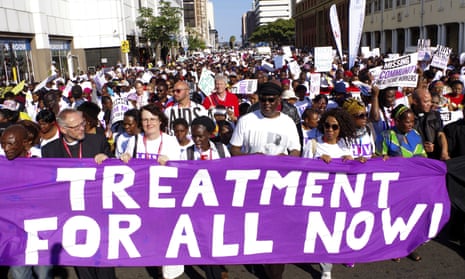 A march at the 2016 world Aids conference in Durban, South Africa.