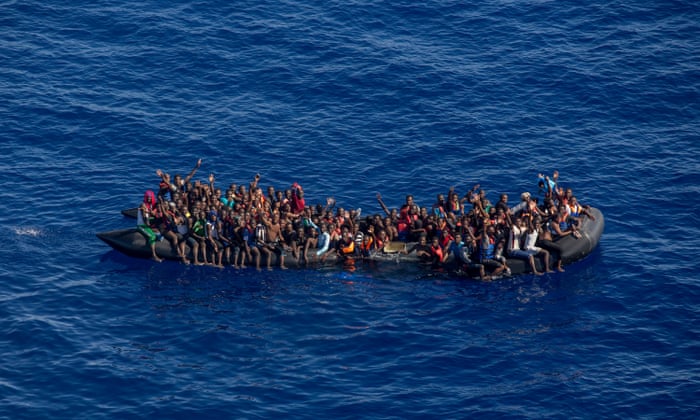 photo Imigrant Boat italy grounds two planes used to search