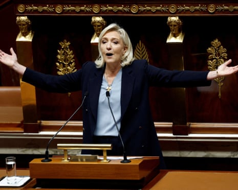 Marine Le Pen speaks in the debate on Thursday