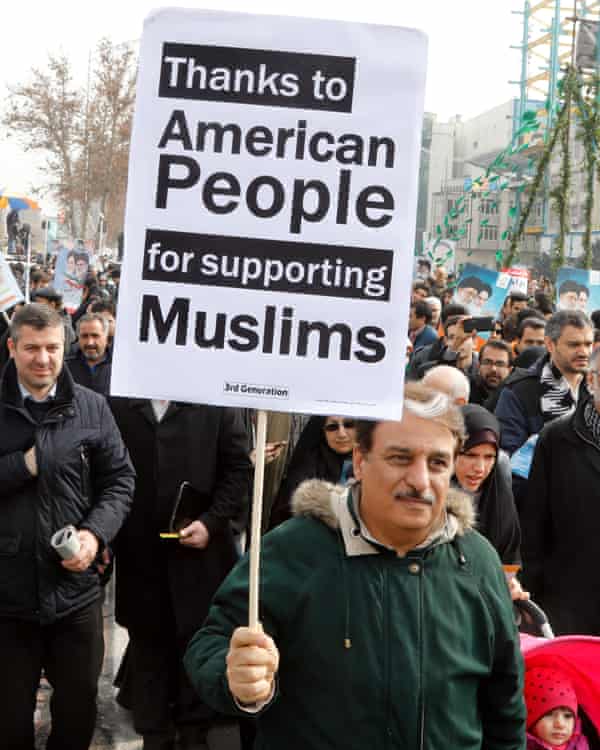 A placard at the rally in Tehran