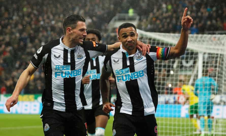 Callum Wilson (right) celebrates scoring for Newcastle in the second half.