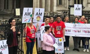 Special educational needs funding campaigners outside the Royal Courts of Justice, London.