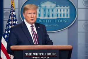Donald Trump speaks during a coronavirus news briefing on 24 April 2020.