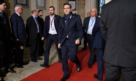 Alexis Tsipras arriving in Valletta, Malta, for the EU summit.