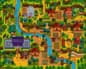 A screen shot of houses and fields and trees from Stardew Valley
