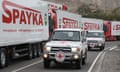 ICRC vehicles head towards the Nagorno-Karabakh region.