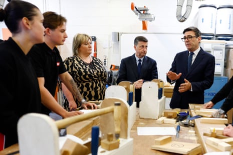 Andy Burnham and Douglas Alexander speaking to college students and teachers.