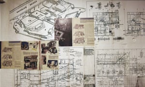 The exhibition features original plans of the building.