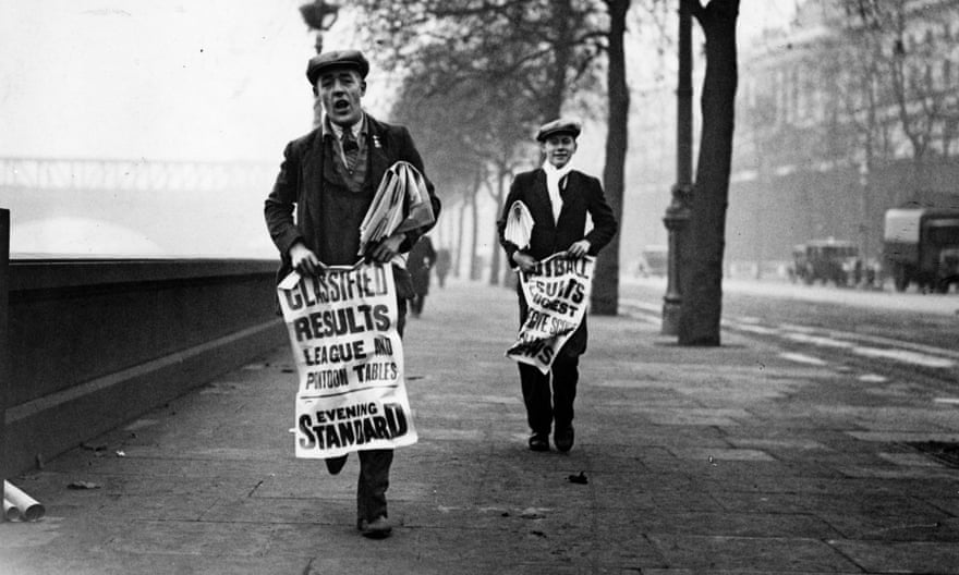 Vendors selling matchday papers in London in 1936