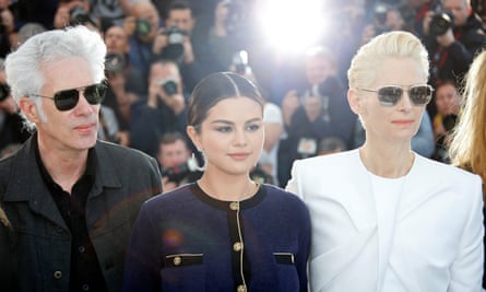 Jarmusch at Cannes promoting The Dead Don’t Die with stars Selena Gomez and Tilda Swinton in May.