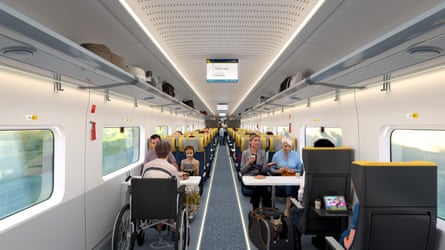 An artist impression of a standard class carriage on a high-speed rail service