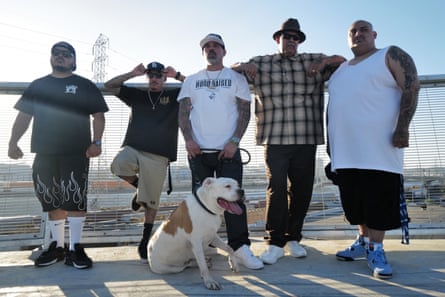 Large dipper, boxing and bikers in LA: Wembley to Soweto initiative 2022 – photograph essay | Pictures 9 Man’s Best Friend – walking the dog on 6th Street Bridge